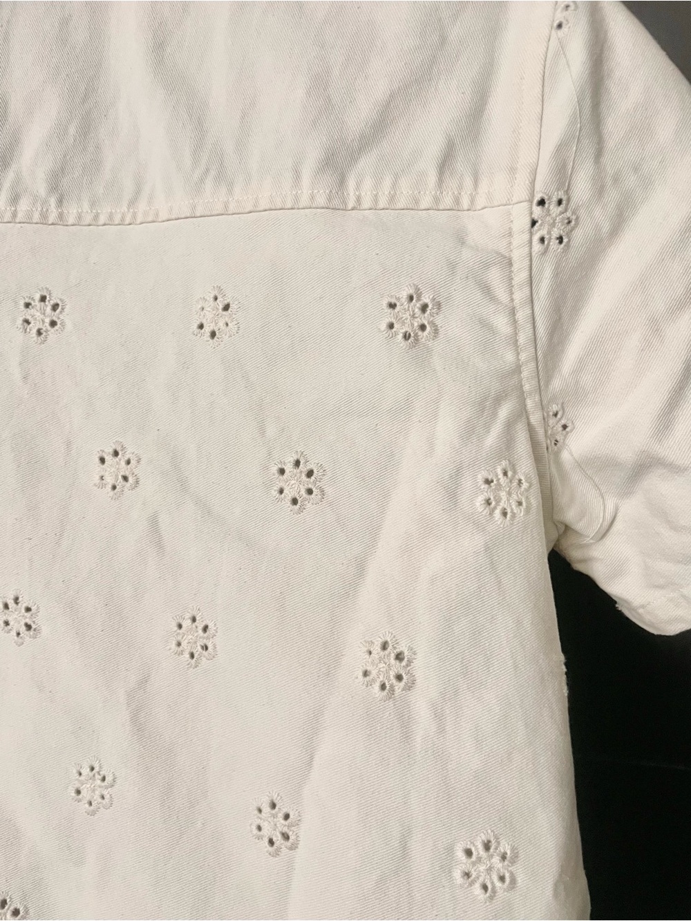 En Saison ~ Designer White Eyelet Polo Denim Button Down Mini Dress - S - Picture 11 of 14